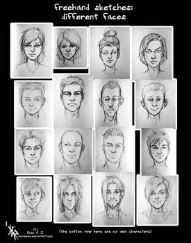 sketches - different face types