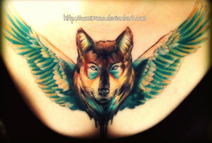 chest-piece Wolf tattoo completed