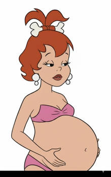 Pregnant adult Peebles Flintstone bikini
