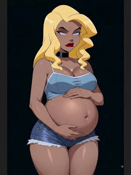 Pregnant Black Canary blue top Jean shorts Justice