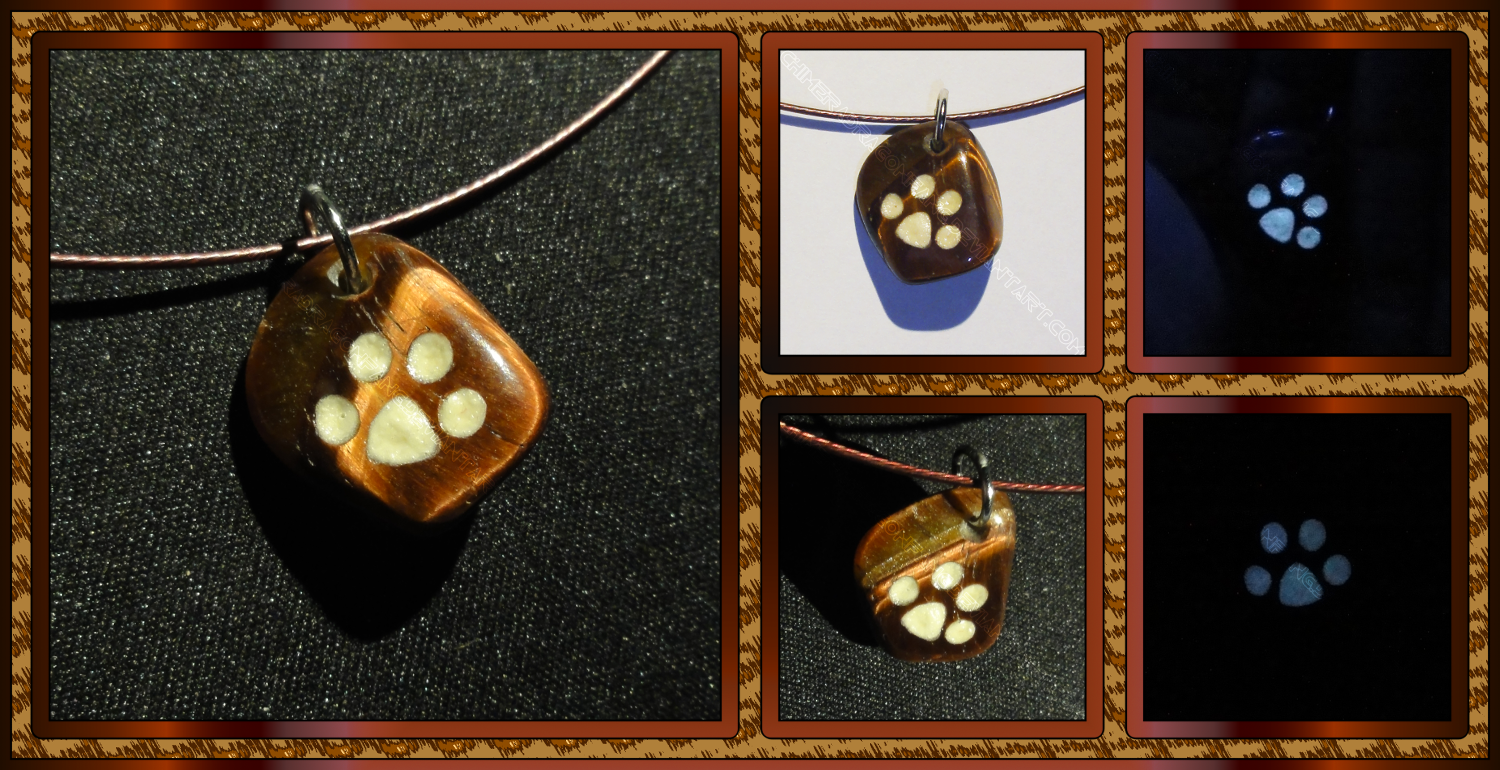 Cat Paw Pendant - Tiger Iron in White