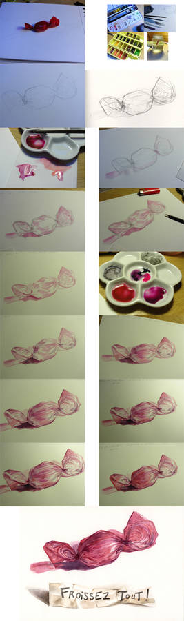 Watercolour candy step by step