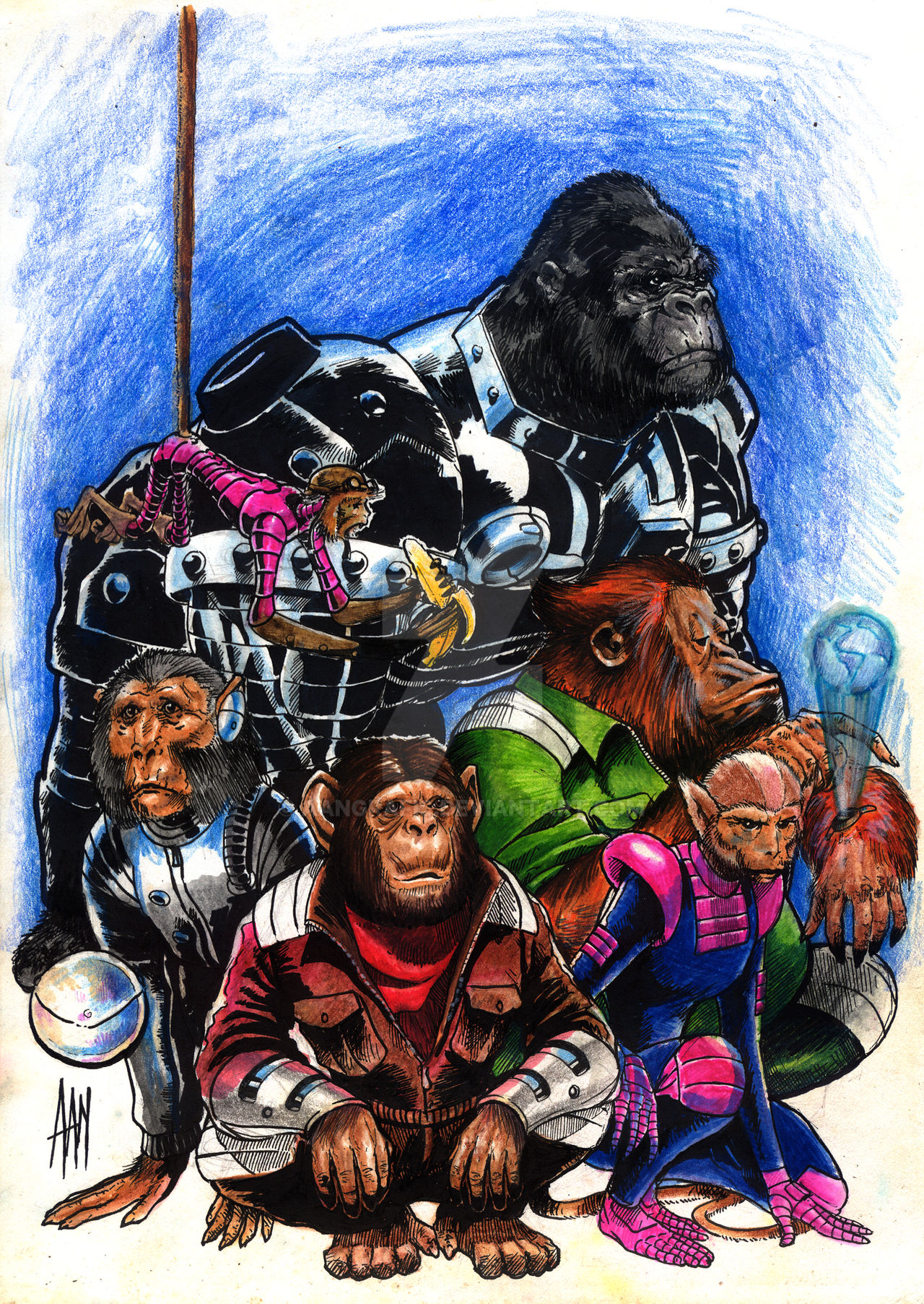 Simian Types Captain Simian and the Space Monkeys by aangrafis on DeviantArt