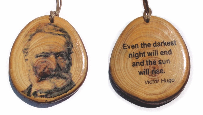 Victor Hugo wood pendant