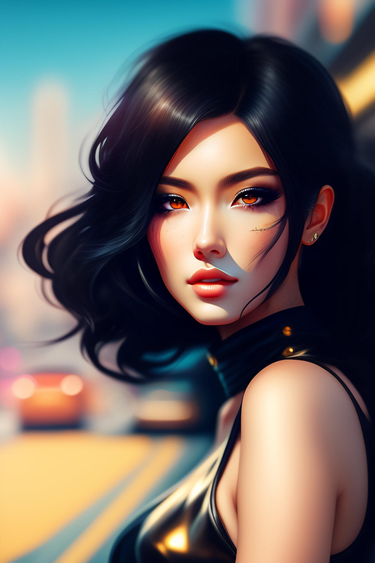 Portrait of black haired anime girl by aiLayla on DeviantArt