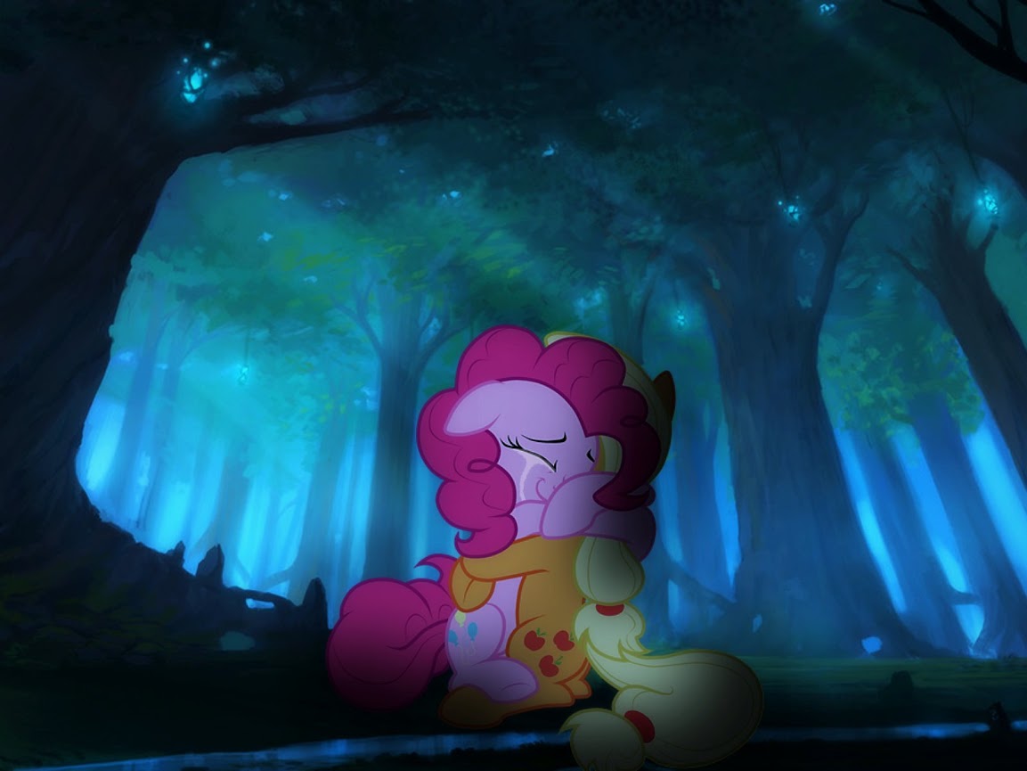 Pinkie Pie And Applejack Crying While Hugging