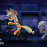 Limestone Pie Chasing Applejack On A BMX Fan Art