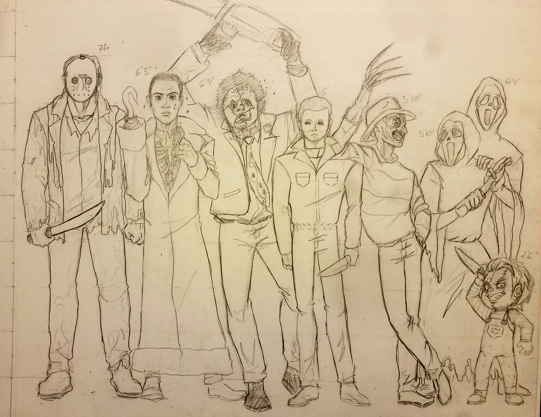 Slasher Drawing Outline Pattern Slasher Lineup by JackSquash on DeviantArt