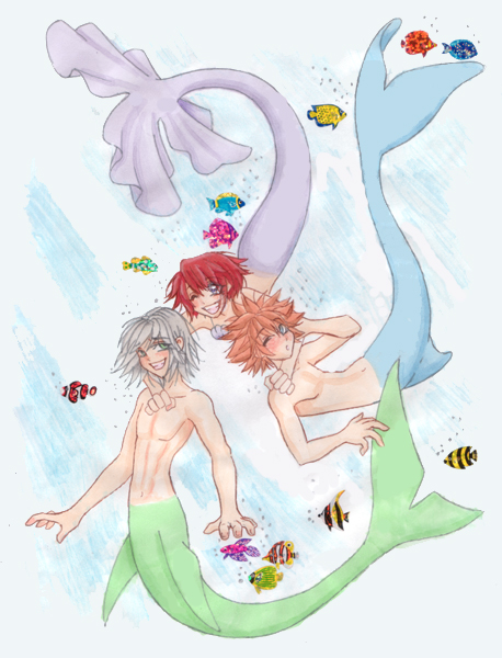 Riku, Sora, and Kairi Mermaids