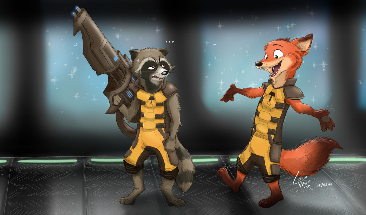 Rocket Raccoon y Rocket Fox (?) by lobowupp on DeviantArt
