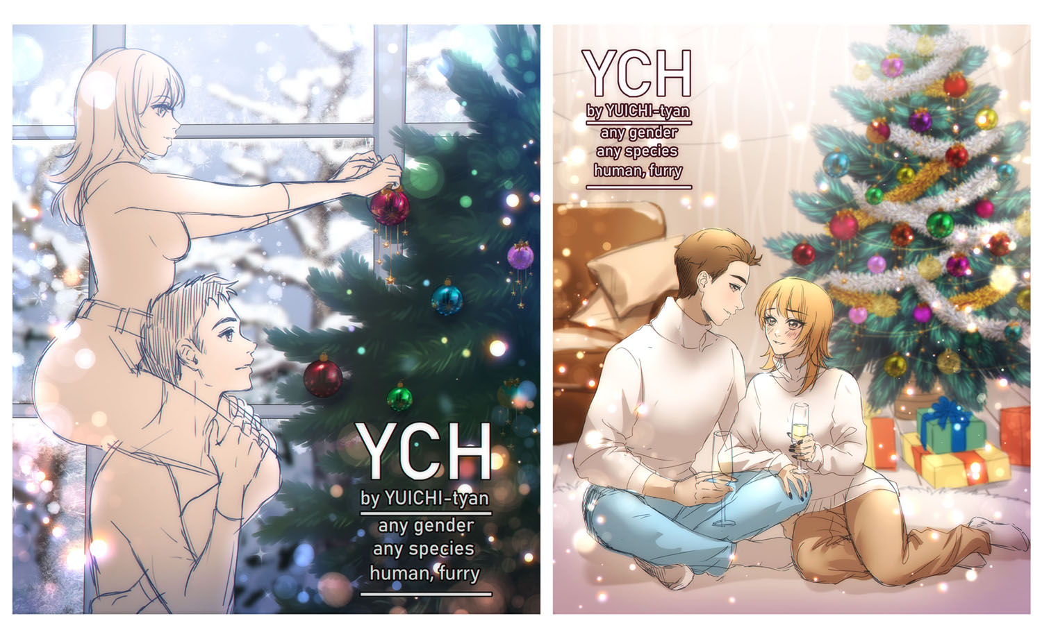 closed YCH couple at christmas