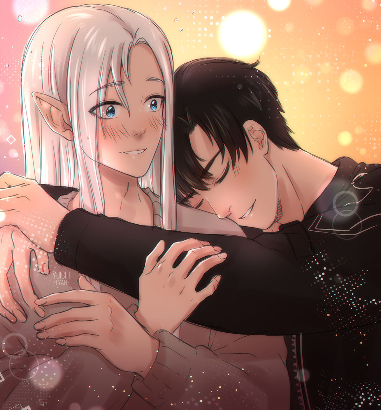 finished YCH spontaneous hugs sketch color 3