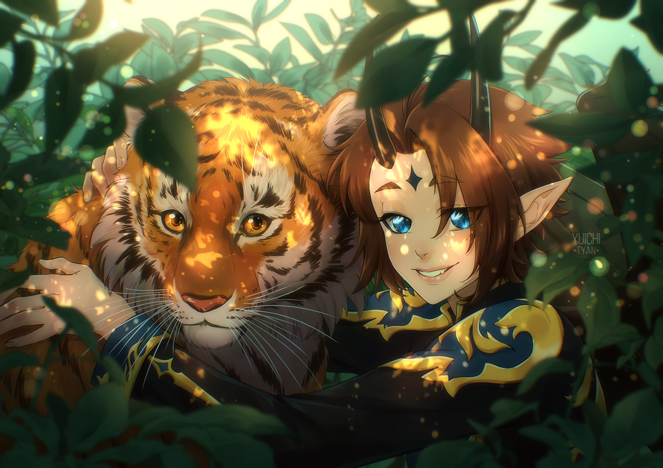finished YCH portrait with a tiger