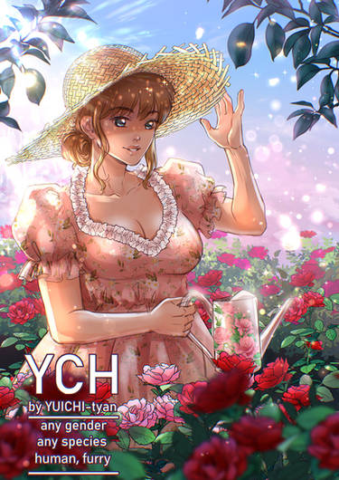 open YCH girl in the garden