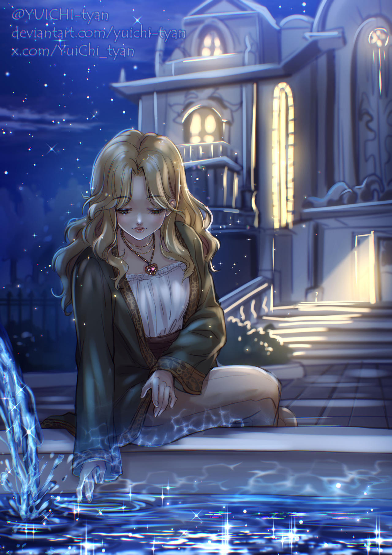 finished YCH quiet romantic night sketch color