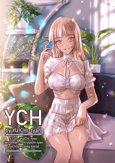 open YCH girl with a parrot