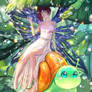 finished YCH a fairy sits on a snail