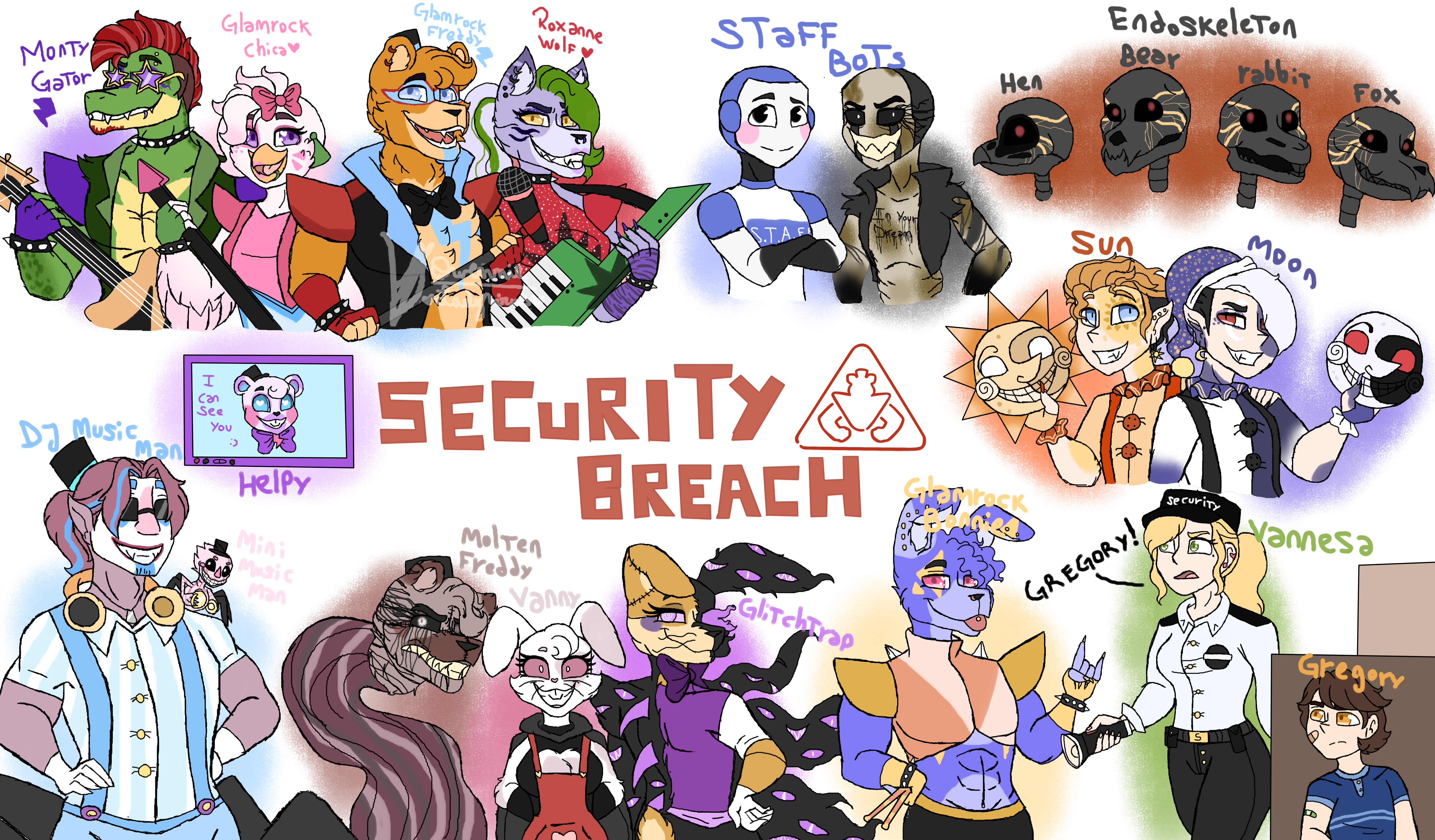 Todos los personajes animatrónicos de FNAF: Security Breach