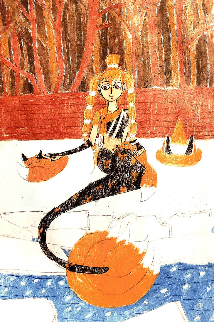 The Fox Mermaid (Traditional Version) by Twilightangel004 on DeviantArt