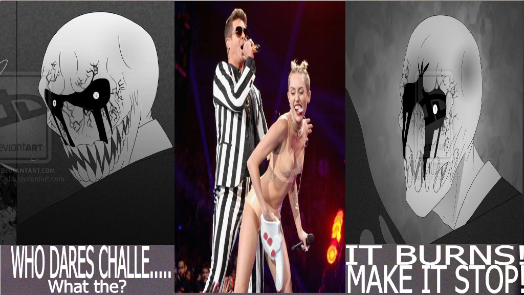 Slenderman vs Miley Cyrus twerk (evil vs evil)