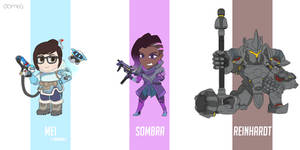 Overwatch - Mei, Sombra, Reinhardt