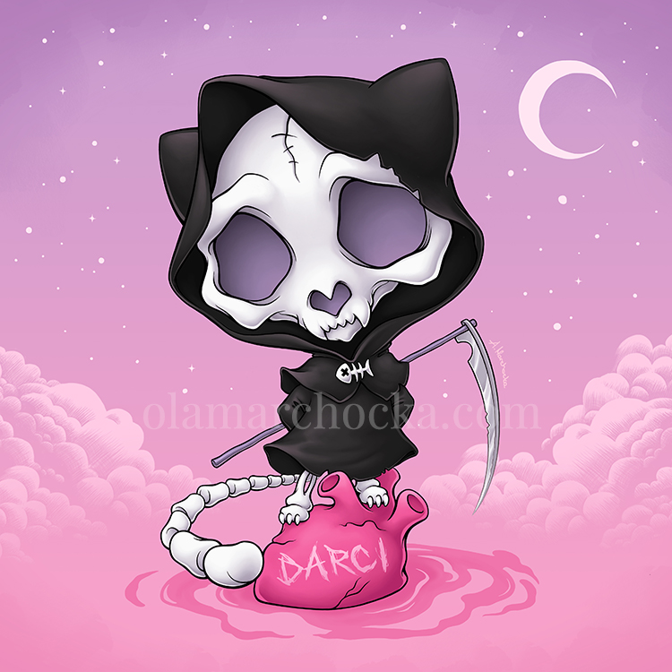 Grim Reaper Kitty by aleksandracupcake
