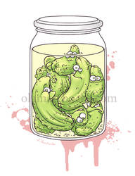 cucumbers captured in a jar