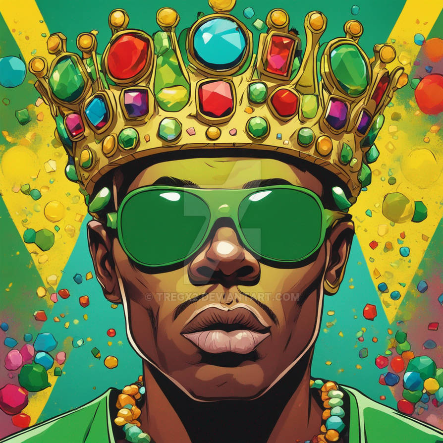 A vibrant artwork featuring a character with green by TREGX2 on DeviantArt