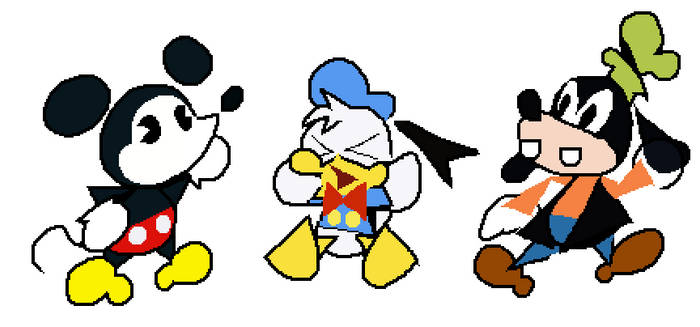 Mickey, Donald, and Goofy