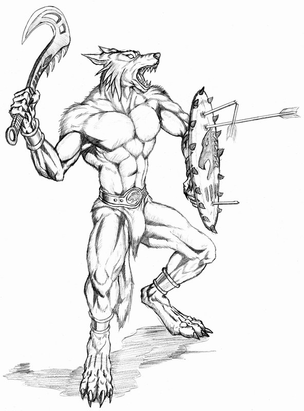 Werewolf warrior with shield