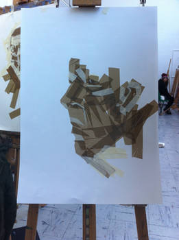 Life Drawing- Parcel and Masking Tape Portrait