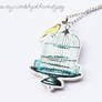 Kitsch Shabby Chic Bid Cage Pendant Necklace