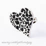 Leopard Spotty Print Heart Charm Adjustable Ring