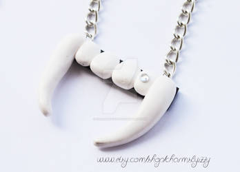 Vampire Fangs with a Little Gem Polymer Clay Charm