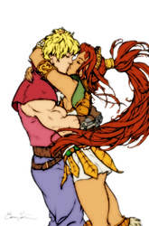 Prince Adam and Teela kissing