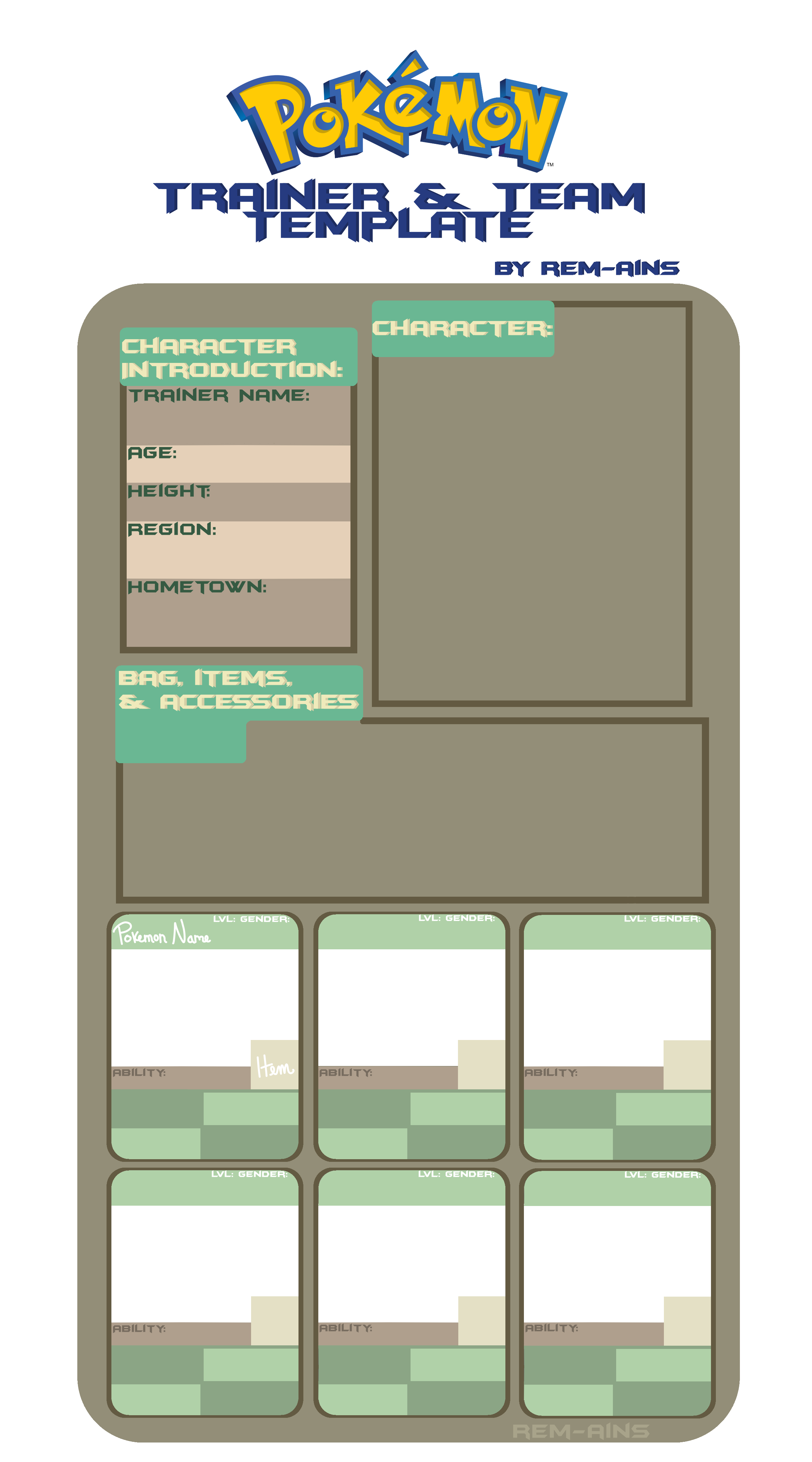 Pokemon Trainer and Team Template by remains on DeviantArt Pokemon Trainer and Team Template by remains on DeviantArt