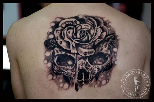 skull and rose