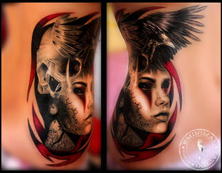 skull girl crow