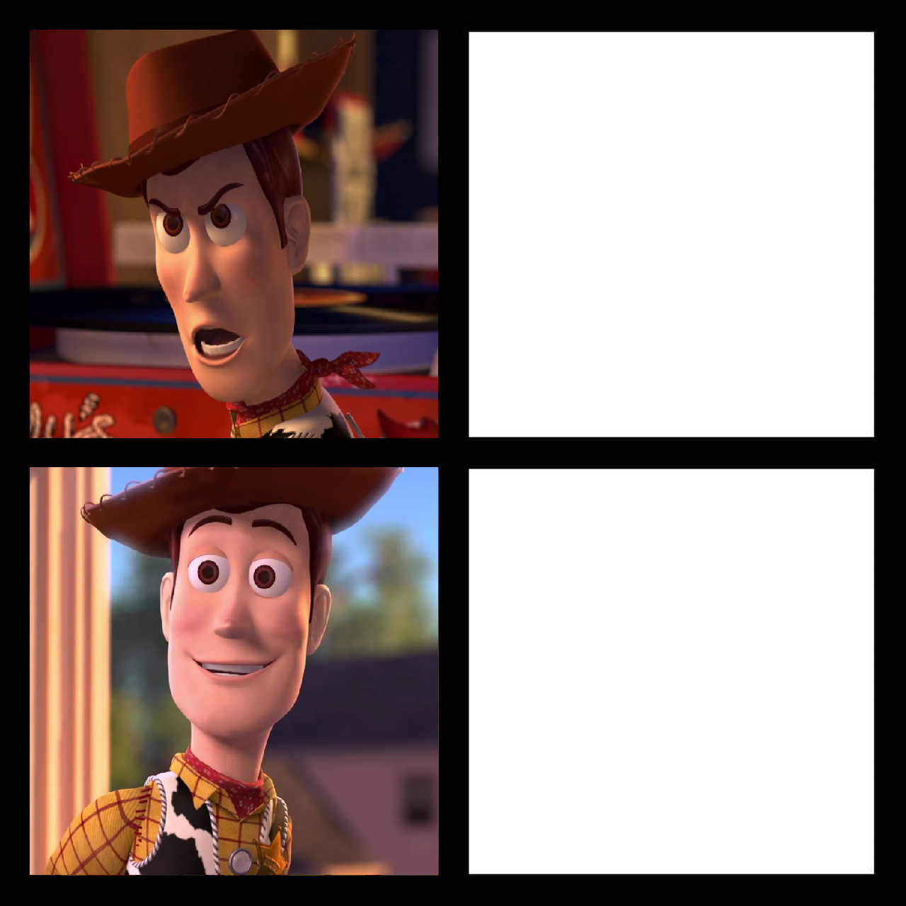Woody (Toy Story 2) Drake Meme Template by Colmodo on DeviantArt