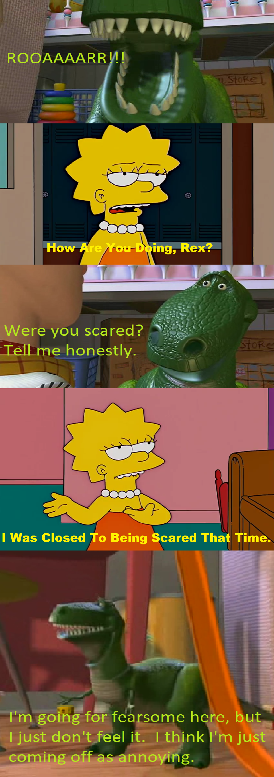 Scared Lisa Sim Rex Tries To Scare Lisa Simpson by Colmodo on DeviantArt