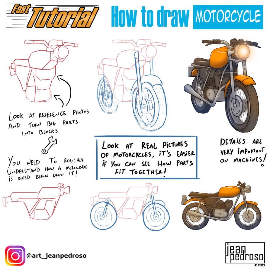 Motorcycle Drawing With Rider Tutorial Quick Tutorial - Motorcycle by Jean-Pedroso on DeviantArt