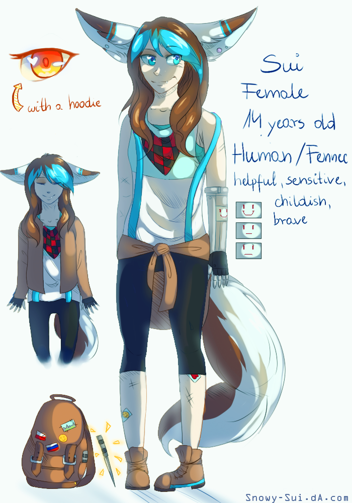 My fursona Sui reference sheet /human/