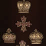 scanned-stock crowns + crosses