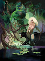 Princess and the Panther - Frank Frazetta study by cuauhtliart