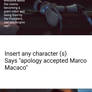 Who accepts Marco macaco's apology