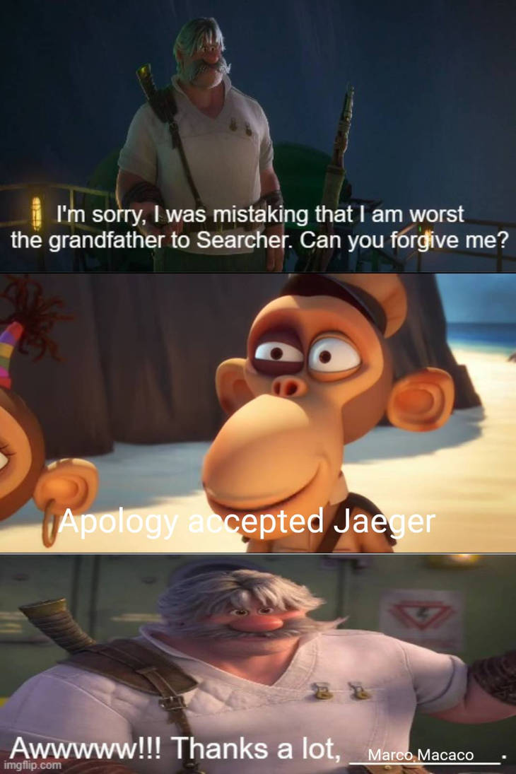 Marco macaco accepts Jaeger #39 s apology by T0618751F on DeviantArt Marco macaco accepts Jaeger #39 s apology by T0618751F on DeviantArt