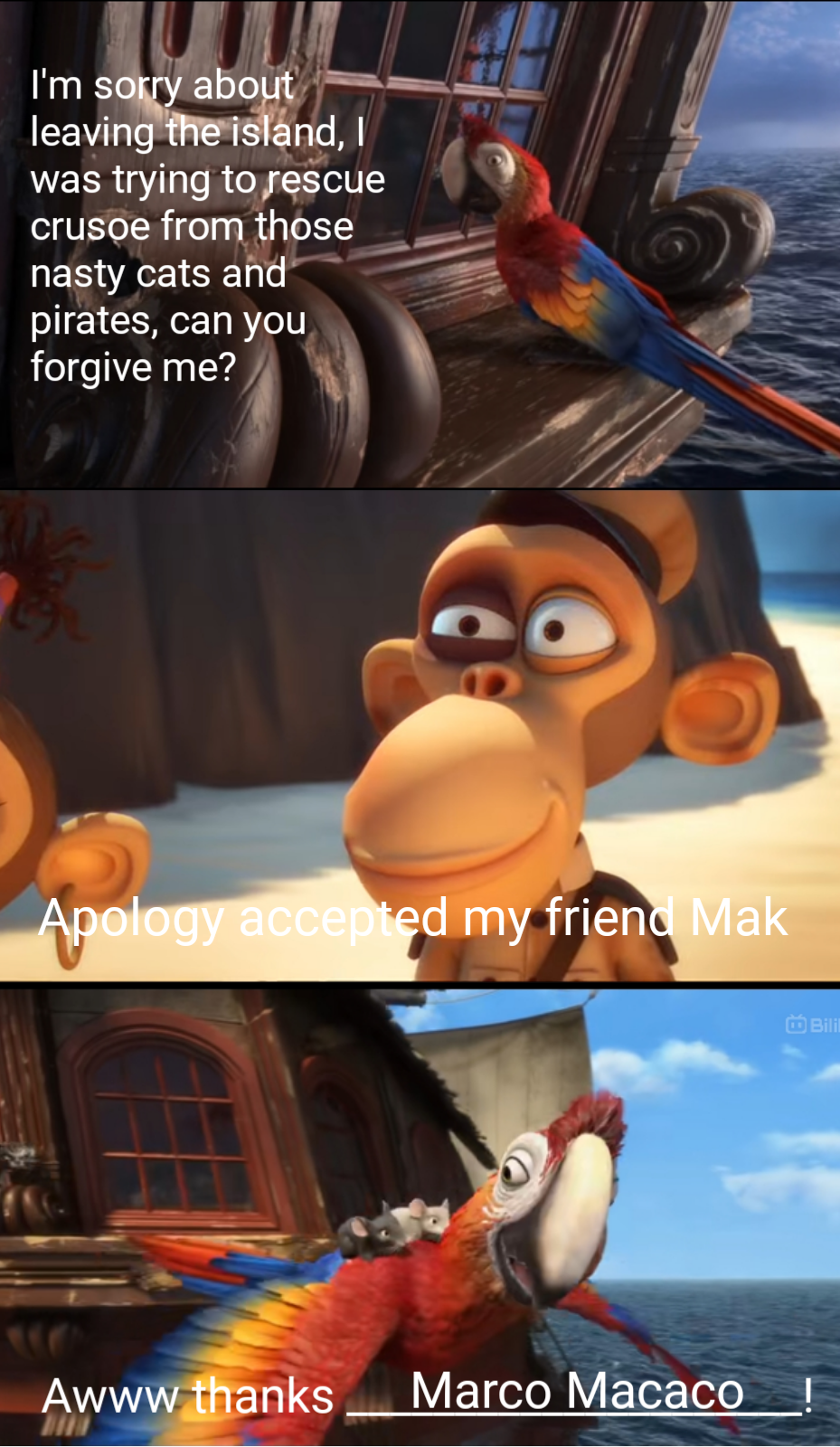 Marco Macaco accepts Mak/Tuesday's apology