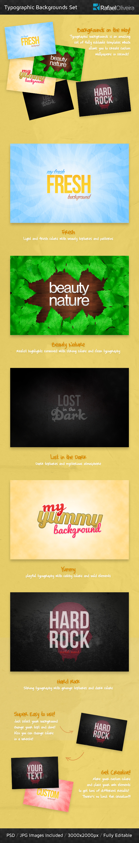 Typographic Backgrounds Set