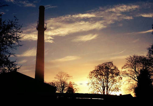 Factory, nature and sun