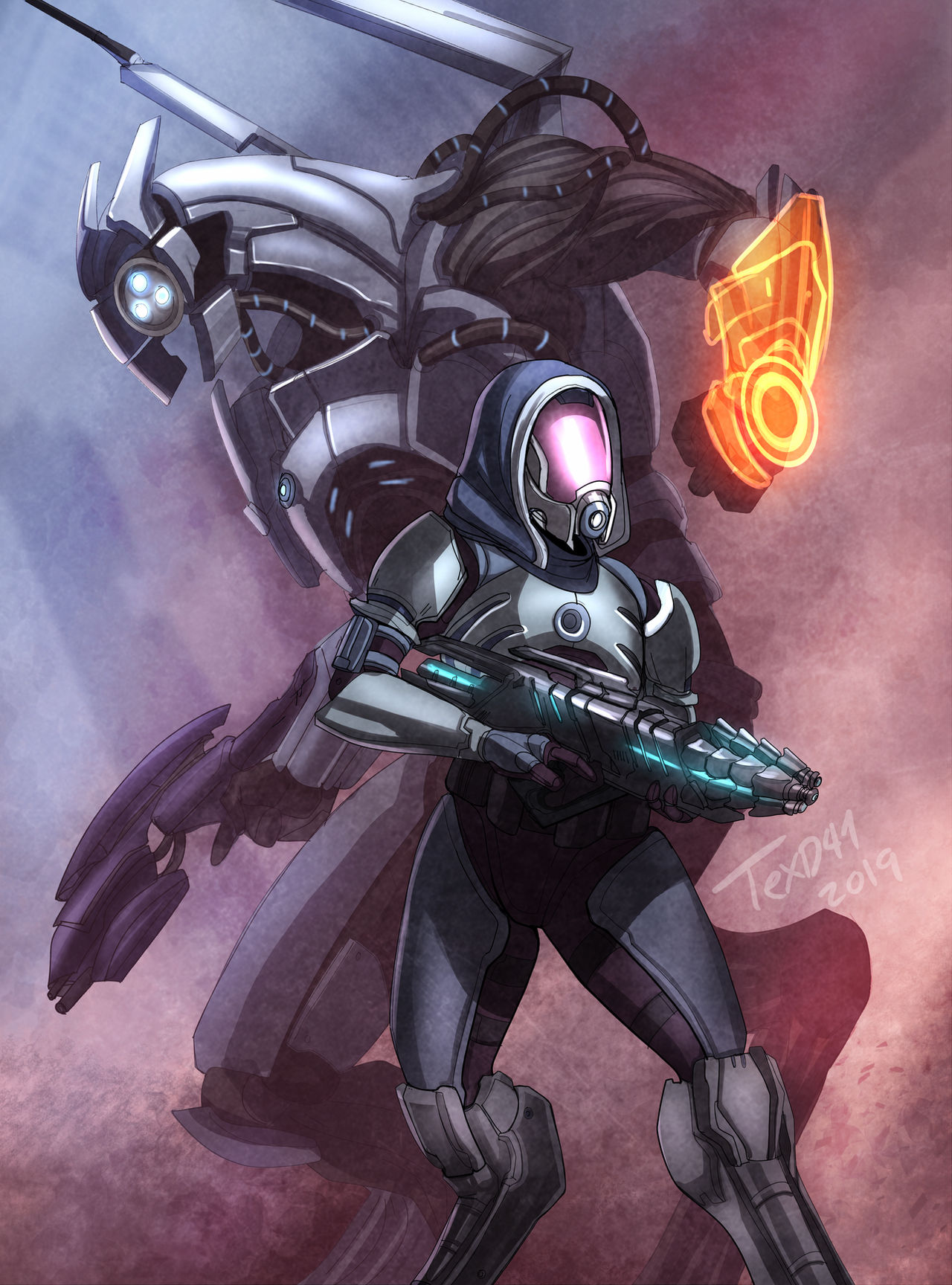 Geth Deviantart Colored Lineart June-Geth Quarian Duo by TexD41 on DeviantArt